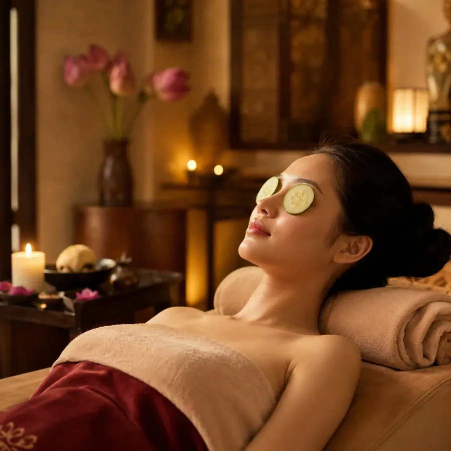 Khách được massage mặt